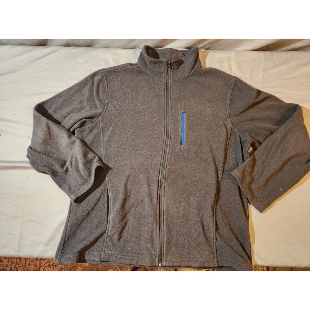 Men's Full Zip Dark Gray Fleece Jacket Size XL Comfy
